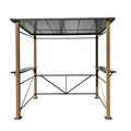 Produktbild: Leco Aluminium Luxus-Grillpavillon in Holzoptik, anthrazit-grautransparent, 2,35 x 1,50 x 2,27 m (L x B x H)
