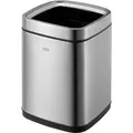 Produktbild: Quadratischer Abfalleimer aus mattem Edelstahl mit offenem Einwurf | 9 Liter, HxBxT 33,8x24x24cm | Silber - Silber