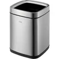 Produktbild: PROREGAL Quadratischer Abfalleimer Aus Mattem Edelstahl Mit Offenem Einwurf 9 Liter HxBxT 33,8 x 24 x 24 cm Silber