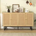 Produktbild: MERAX Sideboard mit 4 Rattantüren Aufbewahrungsschrank Rattan geflecht Anrichte Türkommode, Breite:140cm