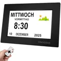 Produktbild: SINOIDEAS Digitaler Wecker, Digitaler Kalender, Demenzuhr für Senioren mit Benutzerdefinierten Erinnerungen (Schwarz, 8 Zoll)
