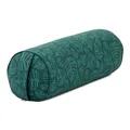 Produktbild: Bodhi Yoga Bolster Ø 23 cm | Maharaja Collection | Abnehmbarer & Waschbarer Bezug aus 100% Baumwolle | mit Bio-Dinkelfüllung | Yogakissen für Restorative & Yin Yoga (Bodhi Leaves/Deep Green)