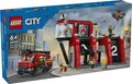 Produktbild: LEGO® City Fire Feuerwehrstation mit Drehleiterfahrzeug 843 Teile 60414