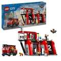 Produktbild: LEGO City Feuerwehrstation mit Drehleiterfahrzeug, Feuerwehr-Spielzeug mit Feuer