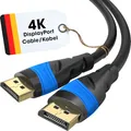 Produktbild: KabelDirekt – 4K DisplayPort Kabel – 10m – DP Kabel, in Deutschland entwickelt – Erhältlich in 0,5-10m (Display Port Monitorkabel für PC/Laptop, 4K@60Hz, Gaming bei 144Hz, Dolby Audio, schwarz)