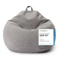 Produktbild: Lumaland Sitzsack Comfort Line | Indoor Beanbag 70x80x50cm mit mehr als 1 Mio. anpassbaren EPS-Perlen | Weiches & Komfortables Bodenkissen | Sessel für Kinder & Erwachsene | 120 L Volumen [Hellgrau]