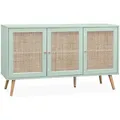 Produktbild: Sweeek - Sideboard Mit Holzoptik Und Rohrgeflecht 120 Cm