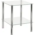 Produktbild: Beistelltisch, Chrom, Metall, Glas, quadratisch, Rundrohr, 39x47x39 cm, Wohnzimmer, Wohnzimmertische, Beistelltische, Beistelltische Metall