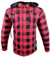 Produktbild: Motorradhemden Biker Aramid Hemdjacke Wasserdicht & Winddicht Motorrad Hemd mit Innenfutter & Kapuze Flanell Lumberjacke (DE/NL/SE/PL, Alphanumerisch, M, Regular, Regular, Rot)