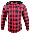 Produktbild: Alpha Speeds Motorradjacke Flanell-Holzfäller Motorrad KEV ARAMID Shirt Lumber Biker Hemd PRO Rot (Wasserdicht & Winddicht & Atmungsaktiv + wasserdichte Reißverschlüsse) mit abnehmbare Kapuze & Innenjacke, All Season, inklusive Protektoren