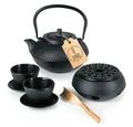 Produktbild: Lumaland Teekanne Set 8-teilig, 1,4 Liter Gusseiserne Teekanne Tetsubin, (8-St), Stövchen aus Gusseisen, 2 Teebecher & 2 Untersetzer uvm.