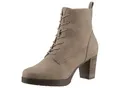 Produktbild: Schnürstiefelette TAMARIS, Damen, Gr. 41, grau (taupe), Nubuklederimitat, unifarben, used, Schuhe Schnürstiefelette, Trichterabsatz, Stiefelette, Businessmode in veganer Verarbeitung