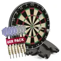 Produktbild: #DoYourDart Dartscheibe | 6 Dartpfeile – Steeldart inkl. Flight | Dart Komplett-Set | Sisal Dartscheibe mit Dart-Surround | Dartboard – selbstschließende brasilianische Sisalfasern