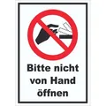 Produktbild: HB-Druck Hinweisschild Bitte nicht von Hand öffnen Schild, wetterfest, stabil, UV-beständig, kratzfest DIN-A2 420x594mm selbstklebend
