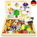 Produktbild: Jojoin Holzpuzzle mit Doppelseitiger Tafel, Puzzles, 110 Stück Tiermuster