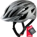 Produktbild: Alpina Haga LED - Stoßabsorbierender, Beleuchteter und Optimal Anpassbarer Fahrradhelm Mit Integriertem LED-Licht für Erwachsene, darksilver matt, 52-56 cm