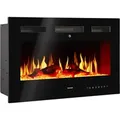 Produktbild: Tectake Elektro Wandkamin Luci 2 Leistungsstufen Mit 900 W und 1800 W Mit Holz  und Glutimitation Sowie 3D Flammeneffekt  12 x 91 5 x 43 cm Schwarz