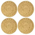 Produktbild: HMF Tischset rund geflochten aus Wasserhyazinthe, Platzset abwaschbar, 4er Set, 35 cm