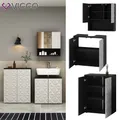 Produktbild: Badmöbel-Set Badezimmer-Möbel Bad-Schrank Edge Schwarz Weiß modern Vicco