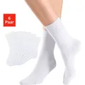 Produktbild: Socken H.I.S, Damen, Gr. 35-38, weiß (6x weiß), Baumwolle, Elasthan, Polyamid, unifarben, elastisch, Socken Socken, mit Komfortbund auch für Diabetiker geeignet