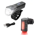 Produktbild: Fischer LED Fahrradlampe Set 50363, USB, 30 lm, schwarz