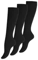 Produktbild: Yenita 3 Paar Damen Kniestrümpfe Uni, Baumwolle, Schwarz, Gr. 39-42