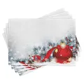 Produktbild: ABAKUHAUS Weihnachten Platzmatten, Schneekugeln, Waschbare Stoff Esszimmer Küche Tischdekorations Digitaldruck, Weiß Rot
