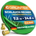 Produktbild: GRÜNTEK Schlauch-Regner, Sprühschlauch, Rasensprenger Gartenschlauch 7,5 m, Beregnungsfläche 4-5 qm/m, Länge flexibel erweiterbar, Bewässerungsschlauch/Sprühregner, Verbindungsstück aus Messing