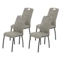 Produktbild: 4er-Set Polsterstühle - Vintage grau - Microfaser Esszimmerstuhl Küchenstuhl