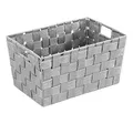 Produktbild: WENKO Badkorb Mod. Adria trendige Aufbewahrungsbox für Bad Küche und Gäste-WC grau aus stabilem PP-Geflecht mit Metallstangen Maße 30 x 15 x 20 cm