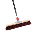 Produktbild: Novaliv Straßenbesen 50 cm I Besen mit Stiel ausziehbar I Arenga-Elaston schwarz-rot I Grob I Industriebesen Kehrbesen Gartenbesen Hofbesen