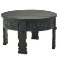 Produktbild: FineBuy Couchtisch Mango Massivholz 60cm rund · Handgeschnitzter Wohnzimmertisch im orientalischen Boho Design · Dunkler Massivholztisch Schwarz