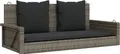 Produktbild: vidaXL Hängebank mit Kissen Grau 119x56x48 cm Poly Rattan