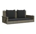 Produktbild: vidaXL Gartenbank Hängebank mit Kissen Grau 119x56x48 cm Poly Rattan (1-St)