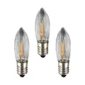 Produktbild: hellum LED Ersatz-Kerzen für Schwibbogen, 3 Stück 16V 0,5W Riffelkerze für Weihnachtsbaum Kerzen Lichterketten innen mit 15 Brennstellen, Birnen für Lichterbogen E10/ 16V/ 0,5W/ 17 Lumen 914306