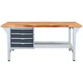 Produktbild: ADB Werkbank lichtgrau, anthrazitgrau 4 Schubladen 150,0 x 75,0 x 85,0 cm