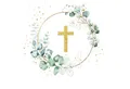 Produktbild: Serviettenshop Papierserviette 20 Servietten Eucalyptus Golden Cross - Goldenes Kreuz 33x33cm, (20 St)