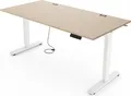 Produktbild: Yaasa Desk Essential Höhenverstellbarer Schreibtisch Elektrisch 140 x 80 cm, Eiche Hell/Weiß – 4 Speicherfunktionen, Höhenanzeige, Kollisionssensor und Kabelnetz
