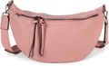 Produktbild: styleBREAKER Damen Halbmond Schultertasche groß | Crossbody Umhängetasche Handtasche mit 2 Wege Reißverschluss & verstellbarem Schultergurt 37 x 17 cm, Farbe:Altrose