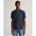 Produktbild: Gant für Herren. 2062026 Marineblaues Piqué-Poloshirt in Kontrastfarbe (M), Lässig, Baumwolle, Klassisch, Kurzarm