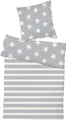 Produktbild: 2tg Cashmere Touch Wende-Bettwäsche Stern-Streifen Creme/Grau