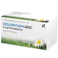 Produktbild: Desloratadin-ADGC® 5 mg - 100 Stück - Antiallergikum mit schneller & langanhaltender Wirkung bei Allergien - verursacht kaum Müdigkeit - lindert Juckreiz & Quaddeln bei Urtikaria - ab 12 Jahre