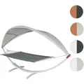 Produktbild: Hängematte HWC-J47, Hängeschaukel bis 200kg Sonnendach MVG-Holzgestell 420cm 2 Personen ~ weiß, grau