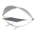 Produktbild: Hängematte HWC-J47, Hängeschaukel bis 200kg Sonnendach MVG-Holzgestell 420cm 2 Personen - weiß, grau