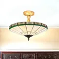 Produktbild: Licht-Erlebnisse Deckenleuchte in Weiß Grün Tiffany Stil 2xE14 bis zu 60 Watt 230V aus Metall & Glas Schlafzimmer Küche Wohnzimmer Esszimmer Lampen Leuchte Beleuchtung