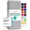 Produktbild: Jacobson Spannbettlaken aus 100% Baumwolle, Jersey Bettlaken 160 g/m2, Spannbetttuch mit Gummizug, OEKO-TEX®, pflegeleicht, viele Farben grau 120 - 130 cm x 200 cm