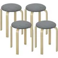 Produktbild: HOMCOM 4er Set Esszimmerhocker Stapelhocker Runde Hocker Grau
