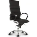 Produktbild: VERSEE Montreal Chefsessel Schwarz Leder – ergonomischer Bürostuhl & Schreibtischstuhl, bequem für langes Sitzen, stabiler Drehstuhl bis 150 kg... - Schwarz