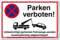 Produktbild: König Werbeanlagen Hinweisschild Parken verboten, Weiß, Stabiles Alu mit UV-Schutz 30 x 20 cm