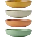 Produktbild: Kitchencraft Idilica Schalen De Pasta De Steingut, Set De 4 Schalen De Keramik Flach, Mikrowellen- Und Spülmaschinengeeignet, Farblich Sortiert